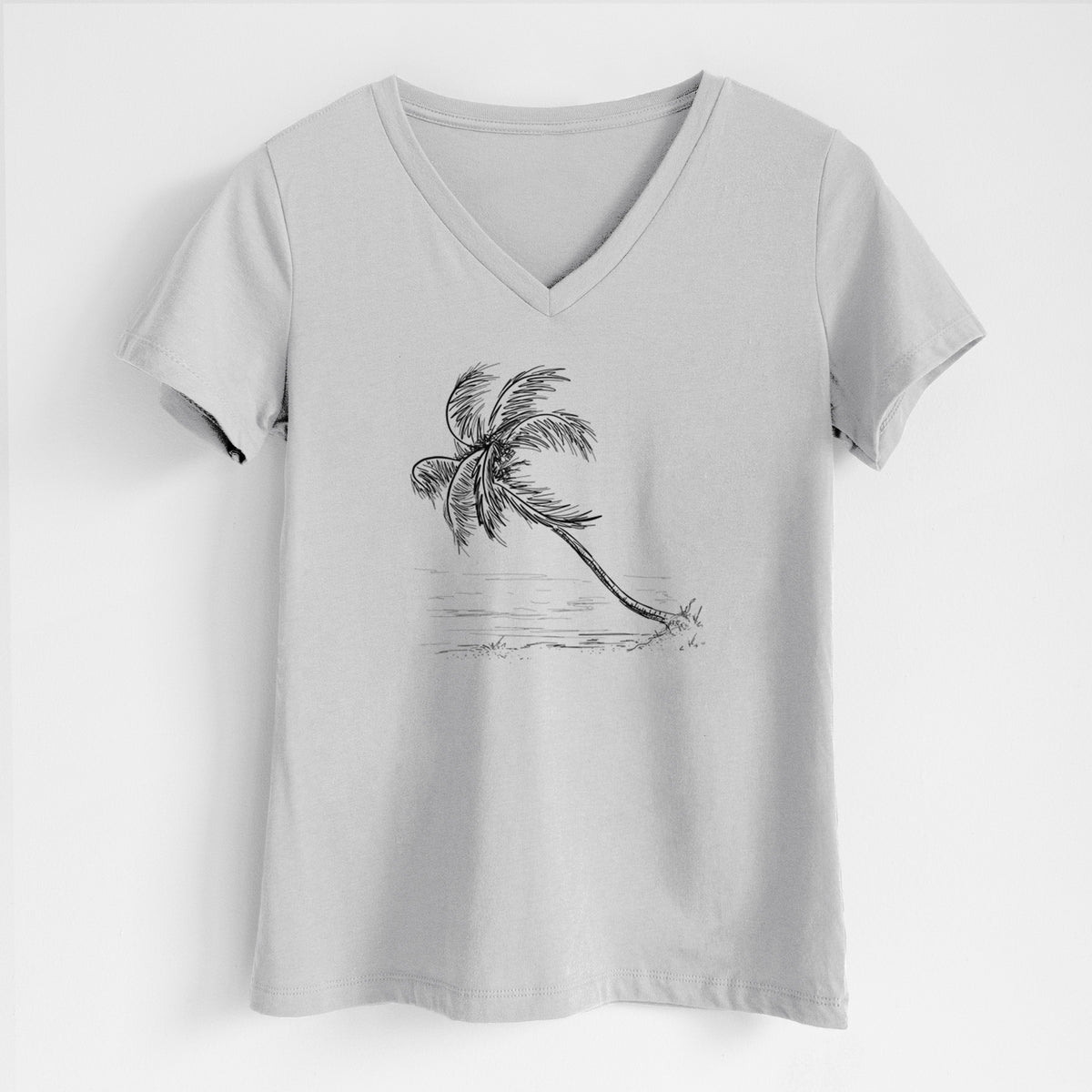 Coconut Palm - Cocos nucifera - Women&#39;s Lightweight Relaxed Fit 100% Cotton V-neck