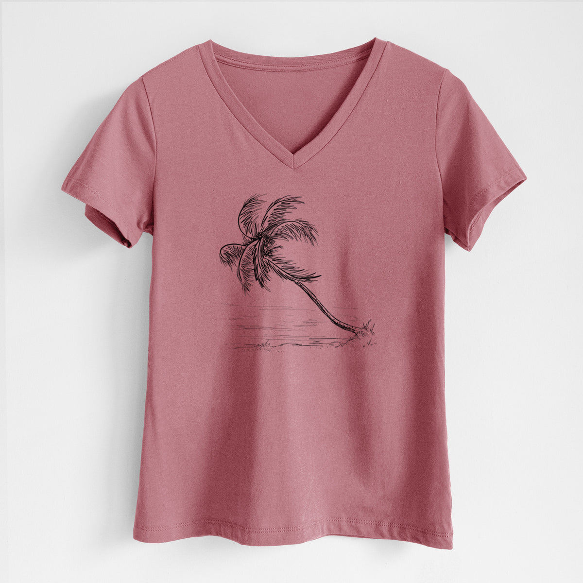 Coconut Palm - Cocos nucifera - Women&#39;s Lightweight Relaxed Fit 100% Cotton V-neck
