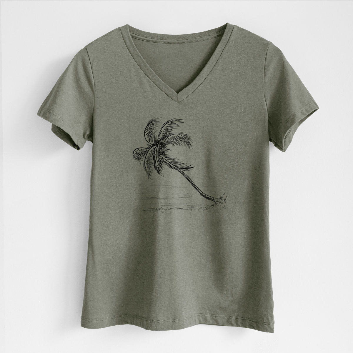 Coconut Palm - Cocos nucifera - Women&#39;s Lightweight Relaxed Fit 100% Cotton V-neck