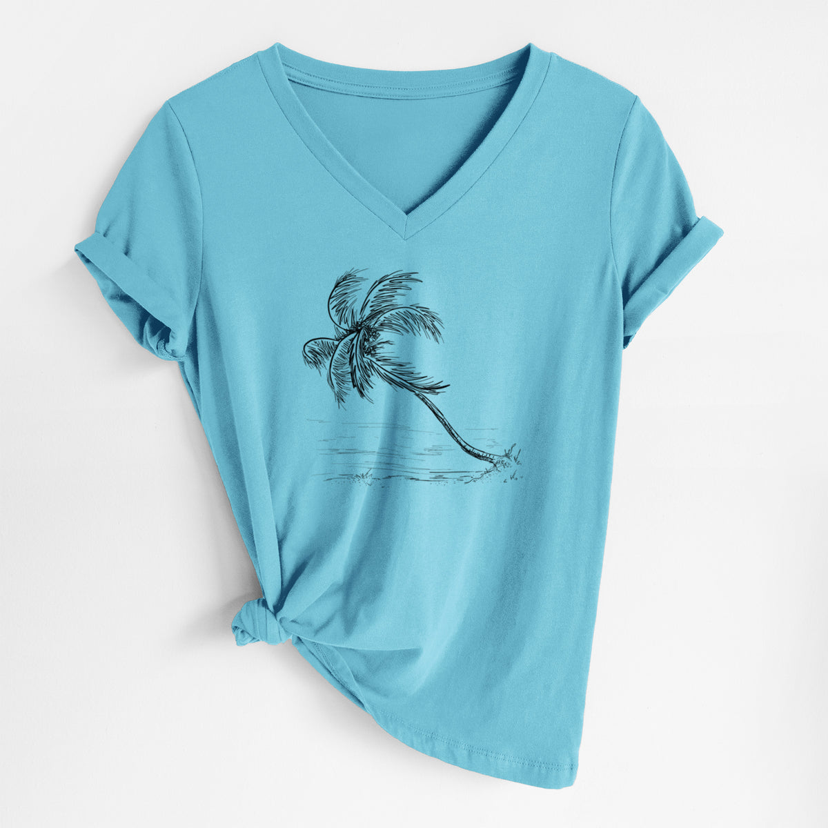 Coconut Palm - Cocos nucifera - Women&#39;s Lightweight Relaxed Fit 100% Cotton V-neck
