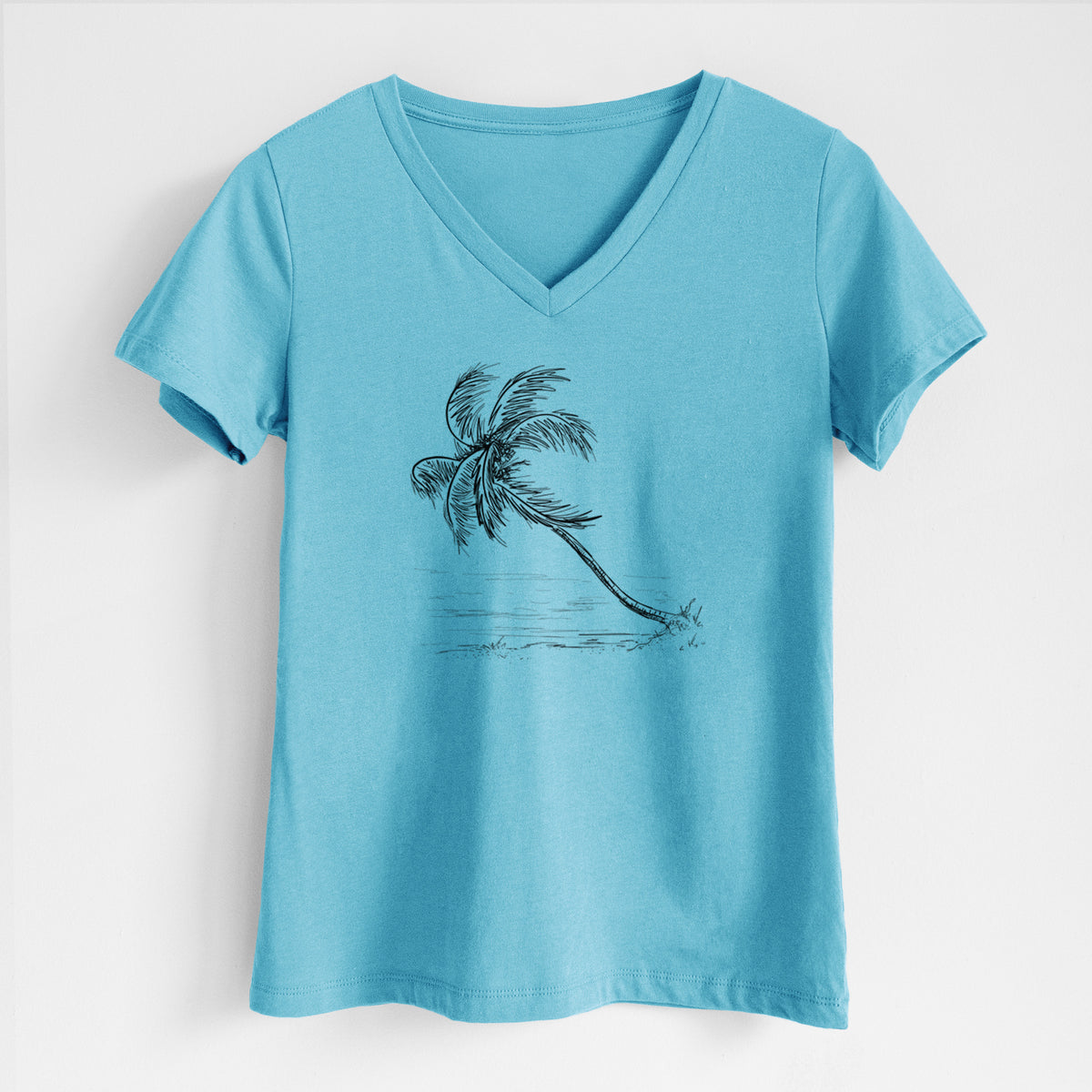 Coconut Palm - Cocos nucifera - Women&#39;s Lightweight Relaxed Fit 100% Cotton V-neck