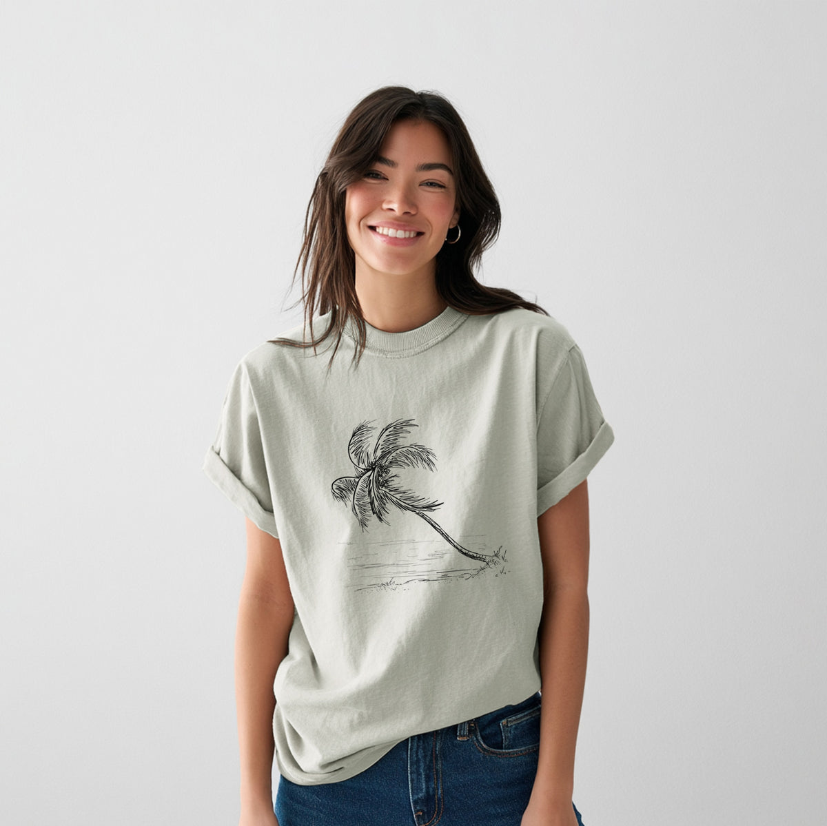 Coconut Palm - Cocos nucifera - Heavyweight Men&#39;s 100% Organic Cotton Tee