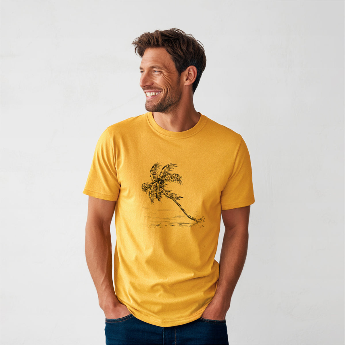 Coconut Palm - Cocos nucifera - Heavyweight Men&#39;s 100% Organic Cotton Tee