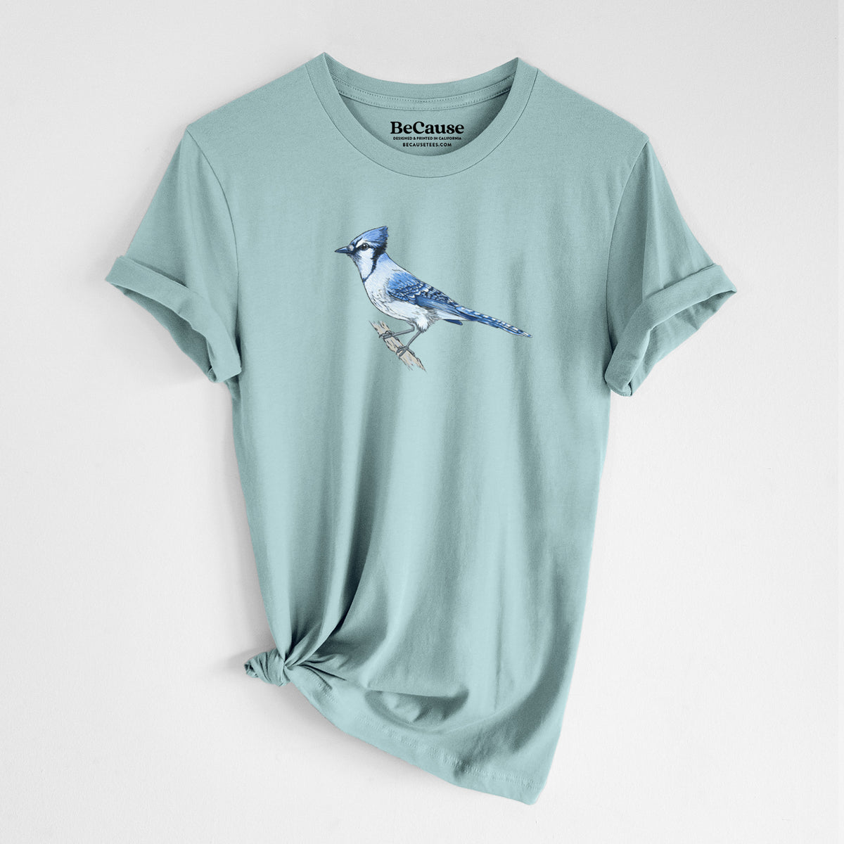 Vibrant Blue Jay - Cyanocitta cristata - Lightweight 100% Cotton Unisex Crewneck