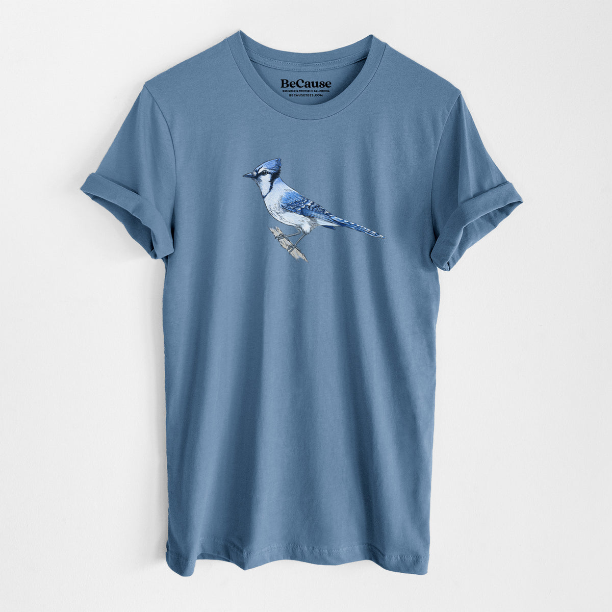 Vibrant Blue Jay - Cyanocitta cristata - Lightweight 100% Cotton Unisex Crewneck