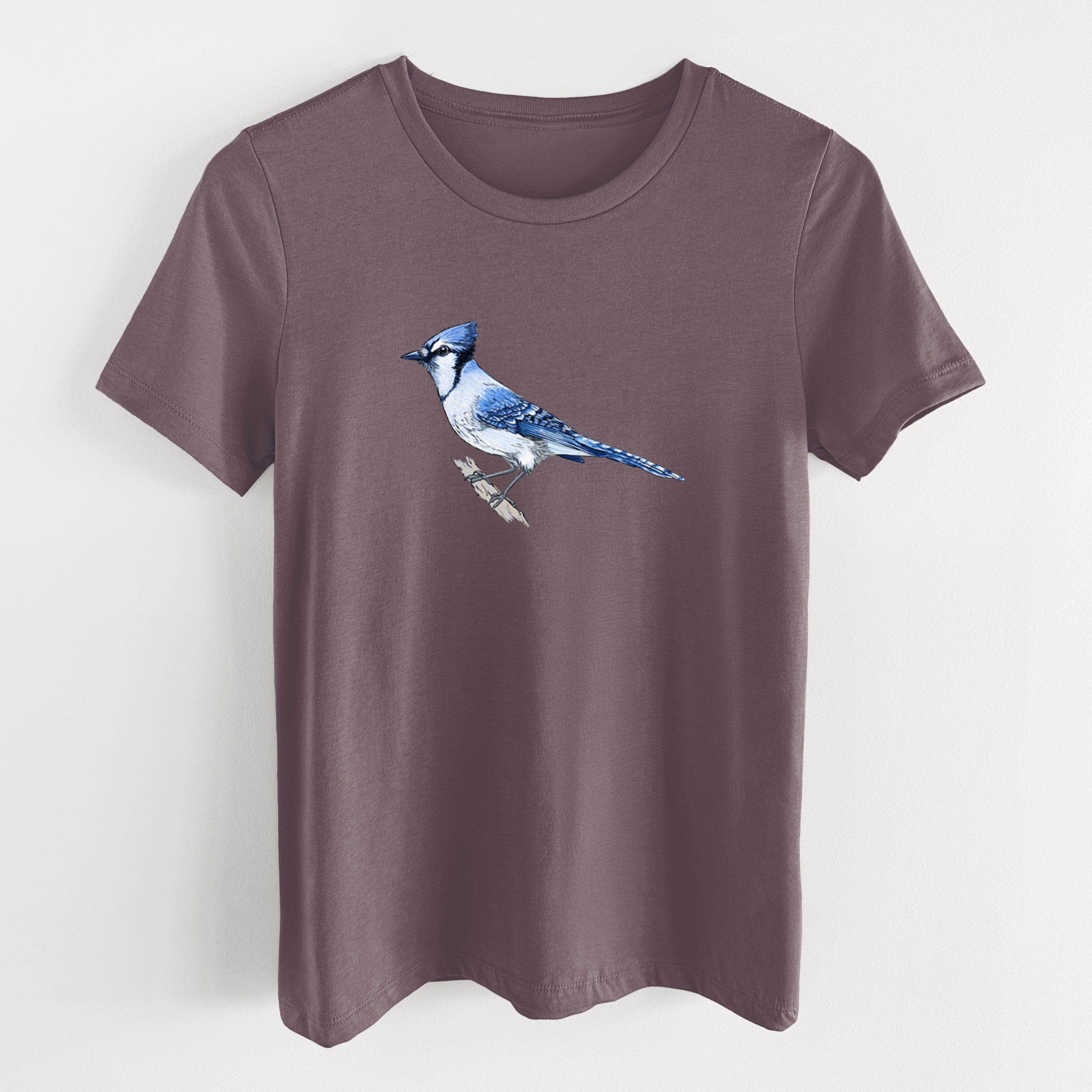 Vibrant Blue Jay - Cyanocitta cristata - Women's Lightweight Relaxed Fit 100% Cotton Crewneck