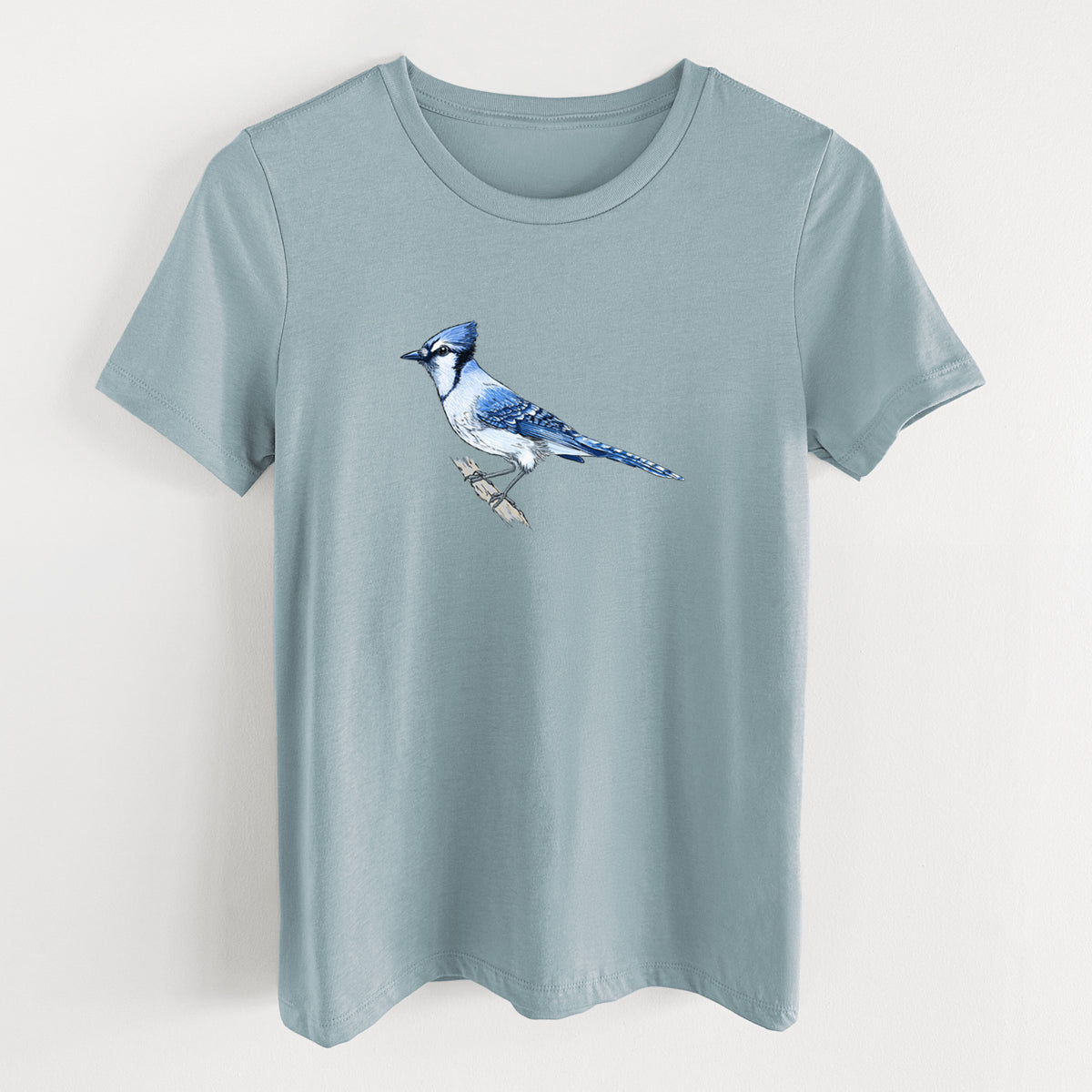 Vibrant Blue Jay - Cyanocitta cristata - Women&#39;s Lightweight Relaxed Fit 100% Cotton Crewneck