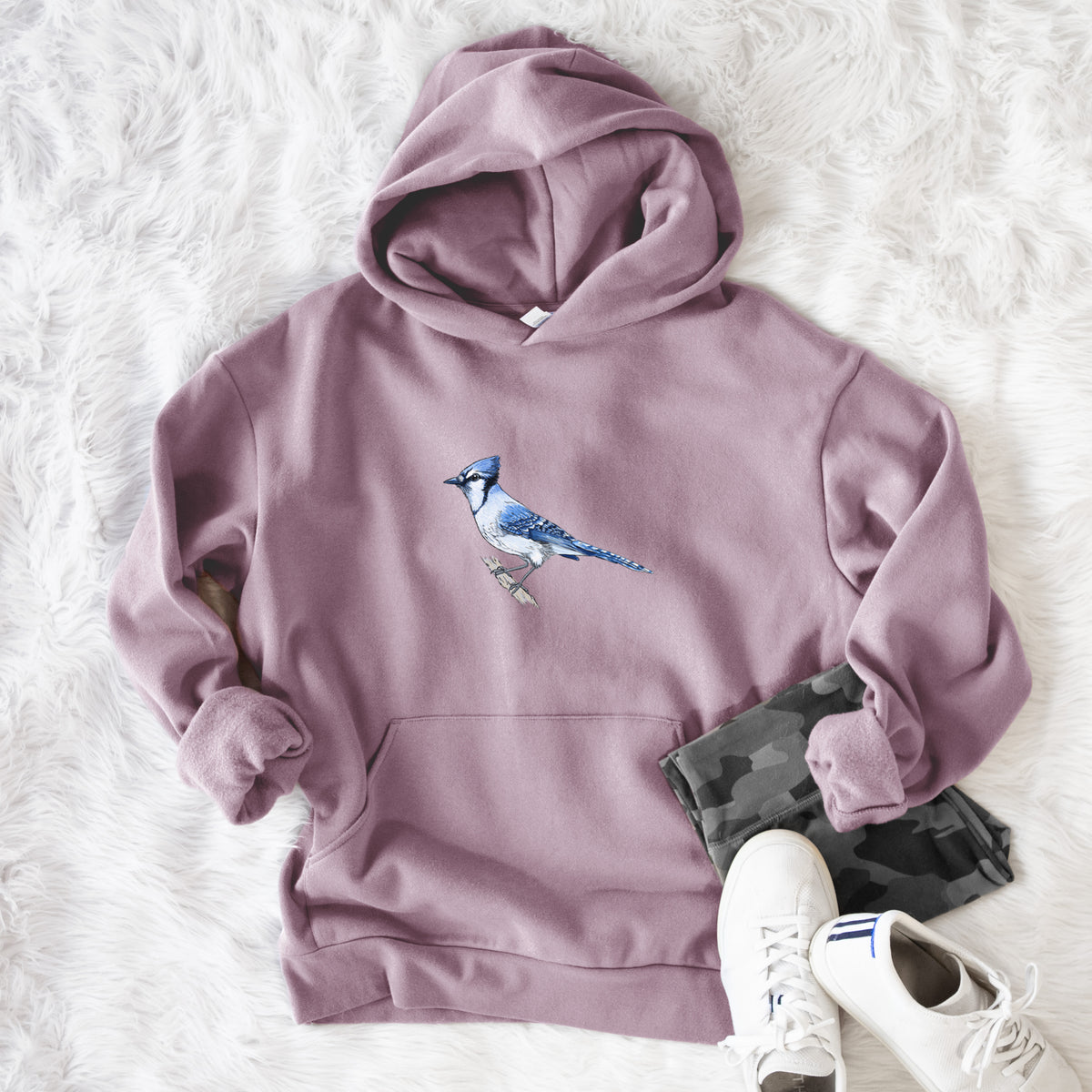 Vibrant Blue Jay - Cyanocitta cristata  - Bodega Midweight Hoodie