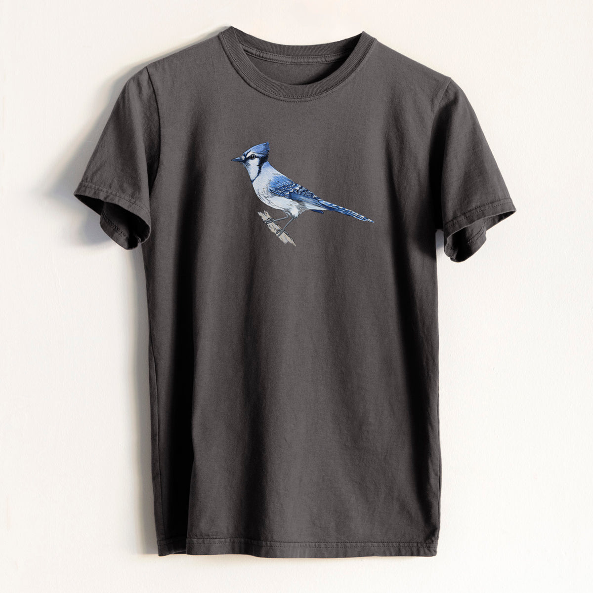 Vibrant Blue Jay - Cyanocitta cristata - Heavyweight Men&#39;s 100% Organic Cotton Tee