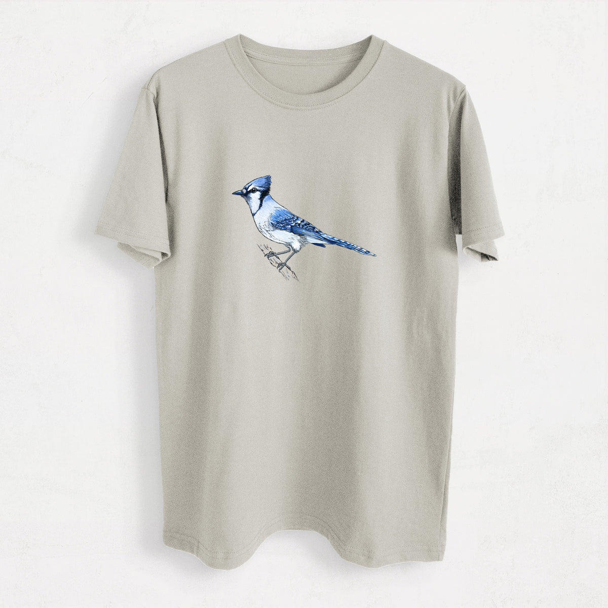 Vibrant Blue Jay - Cyanocitta cristata - Heavyweight Men&#39;s 100% Organic Cotton Tee
