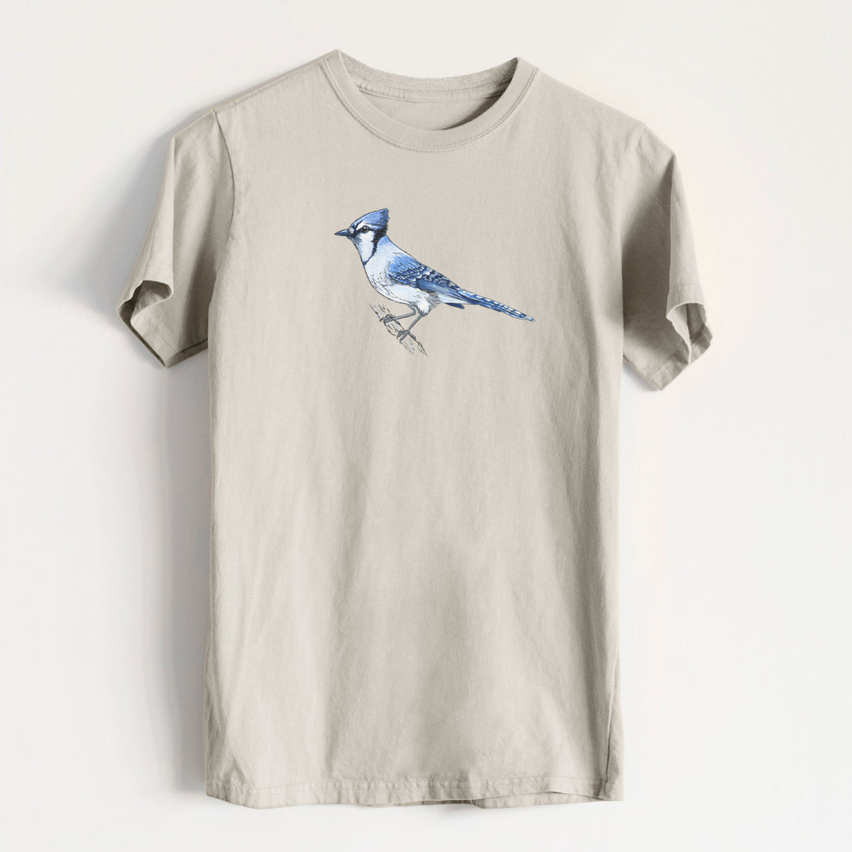 Vibrant Blue Jay - Cyanocitta cristata - Heavyweight Men&#39;s 100% Organic Cotton Tee