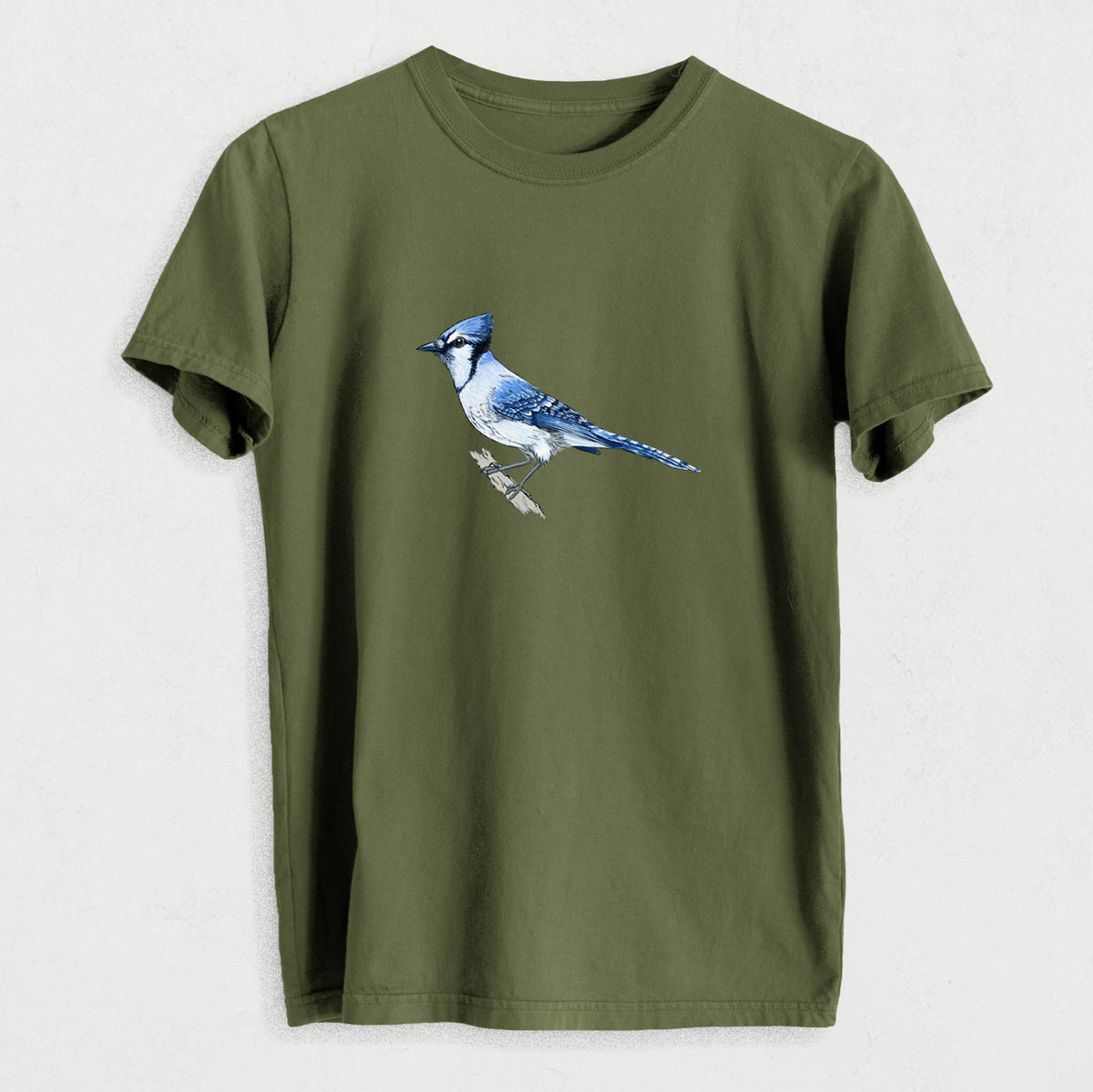 Vibrant Blue Jay - Cyanocitta cristata - Heavyweight Men&#39;s 100% Organic Cotton Tee