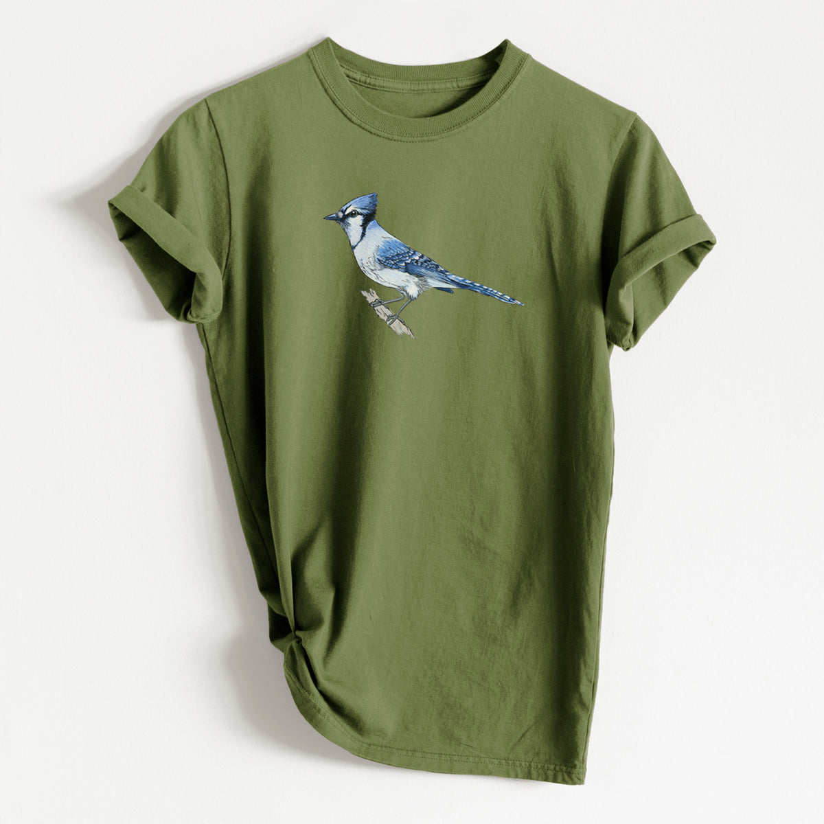 Vibrant Blue Jay - Cyanocitta cristata - Heavyweight Men&#39;s 100% Organic Cotton Tee