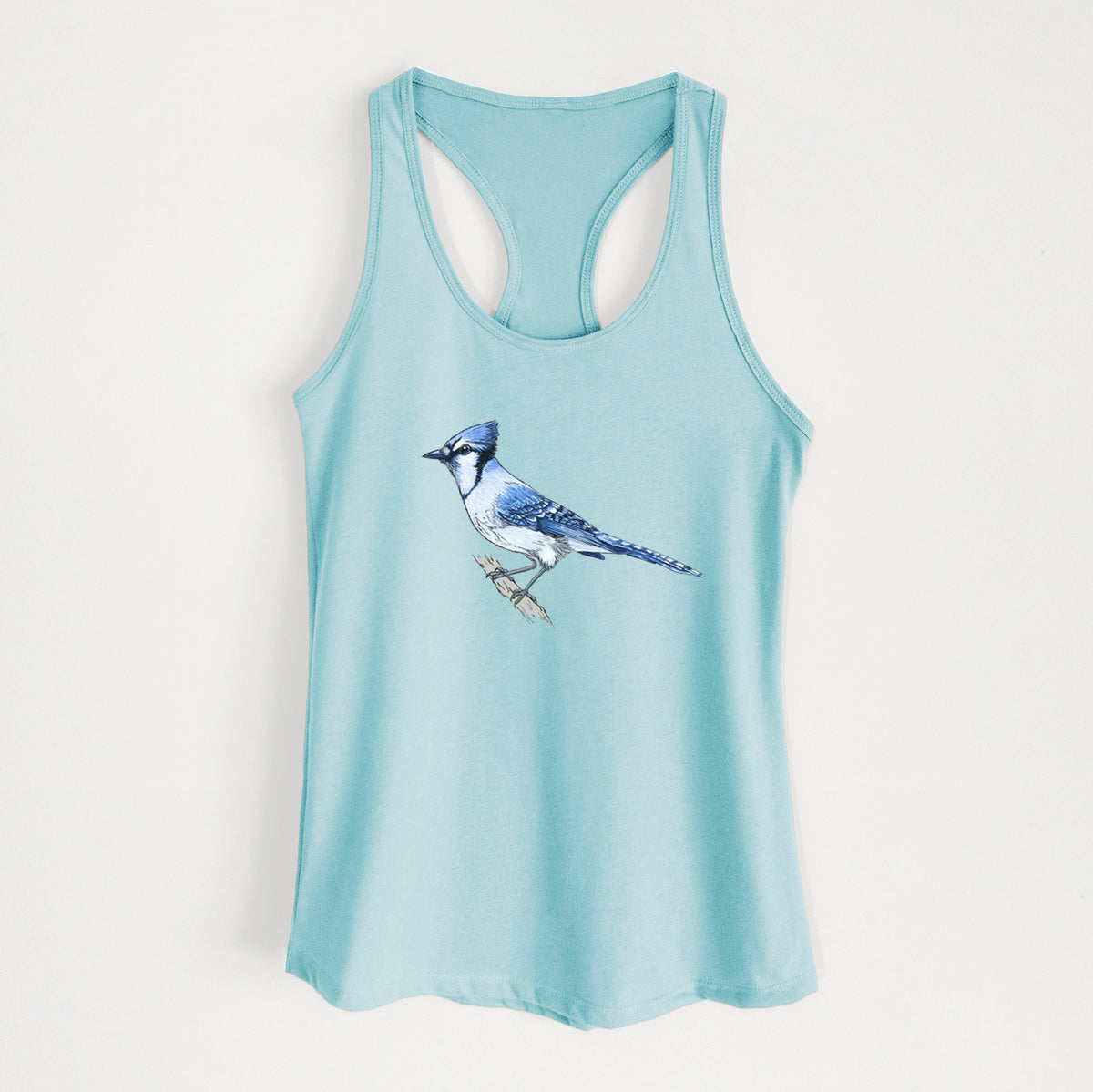 Vibrant Blue Jay - Cyanocitta cristata - Women&#39;s Racerback Tanktop