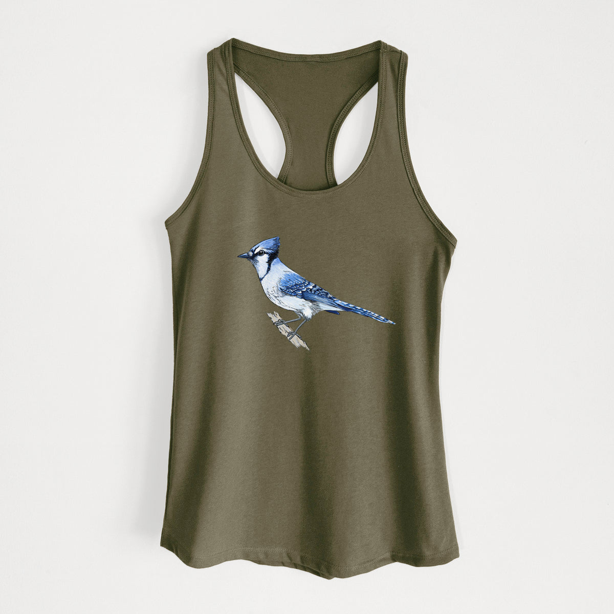 Vibrant Blue Jay - Cyanocitta cristata - Women&#39;s Racerback Tanktop