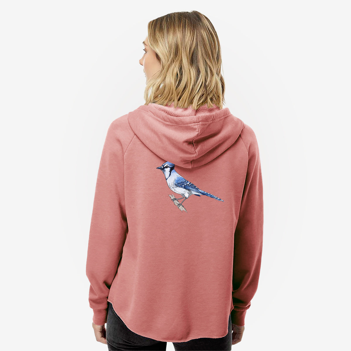 Vibrant Blue Jay - Cyanocitta cristata - Women&#39;s Cali Wave Zip-Up Sweatshirt