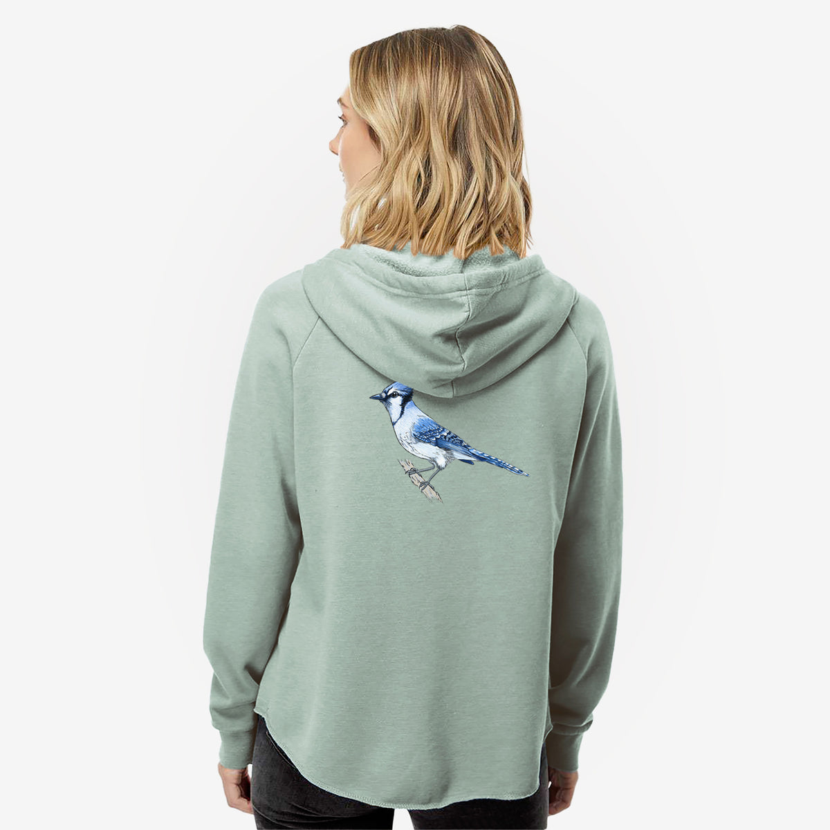 Vibrant Blue Jay - Cyanocitta cristata - Women&#39;s Cali Wave Zip-Up Sweatshirt