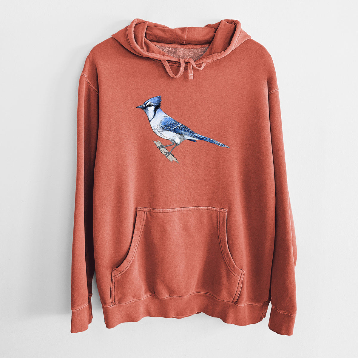 Vibrant Blue Jay - Cyanocitta cristata - Unisex Pigment Dyed Hoodie