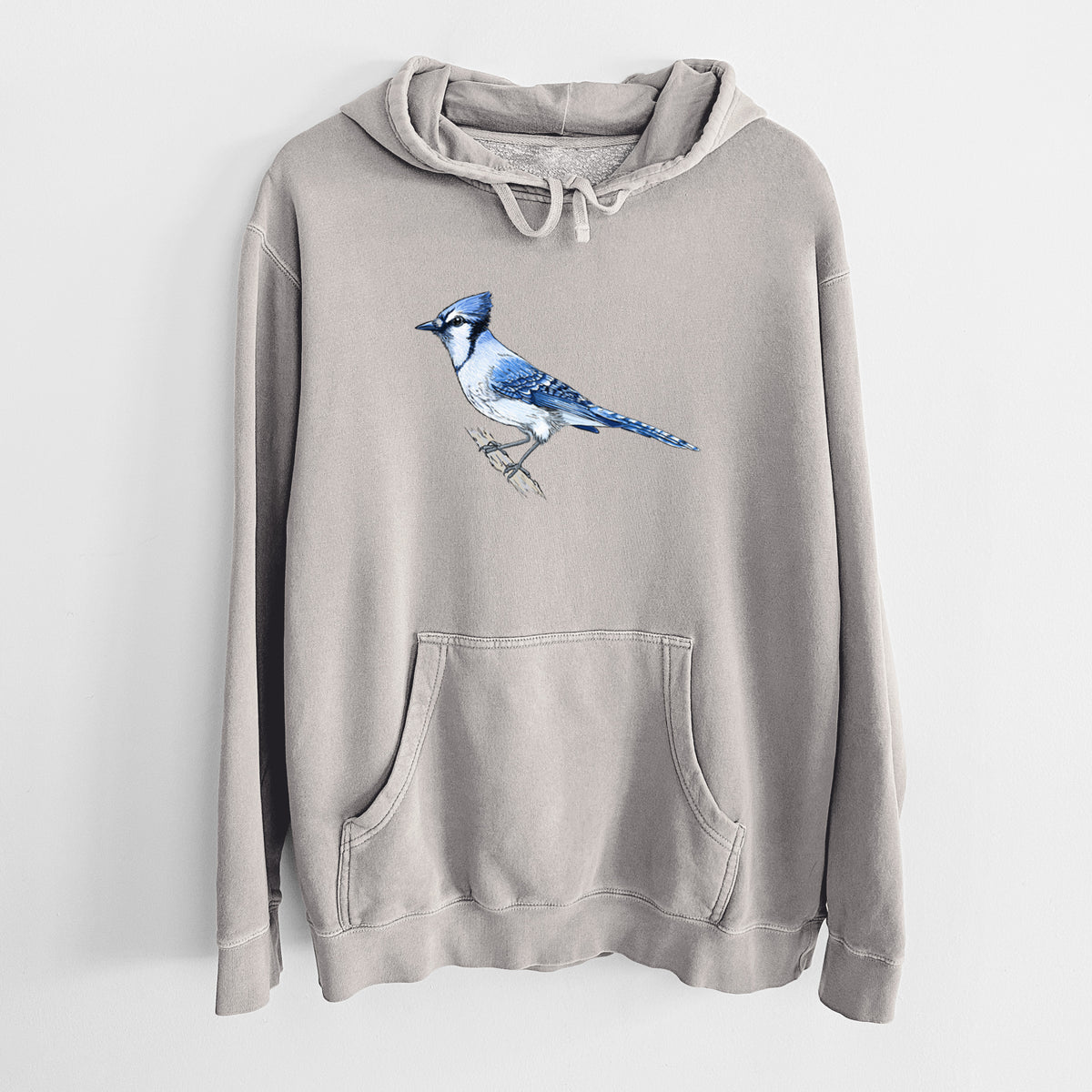 Vibrant Blue Jay - Cyanocitta cristata - Unisex Pigment Dyed Hoodie