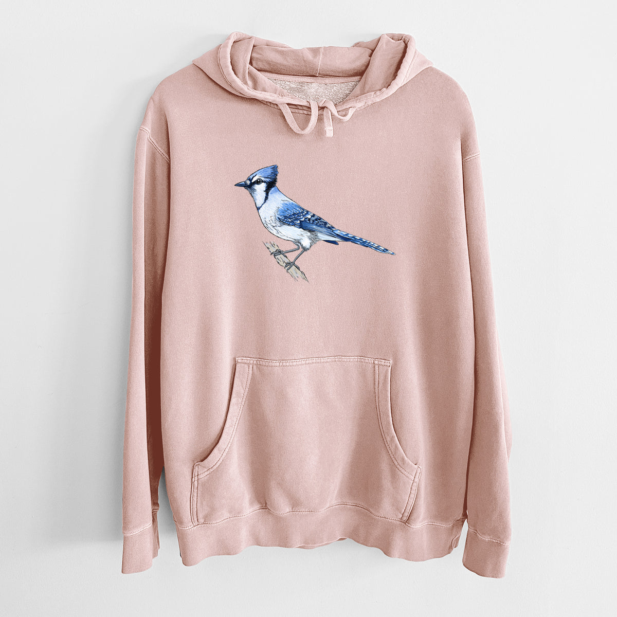 Vibrant Blue Jay - Cyanocitta cristata - Unisex Pigment Dyed Hoodie