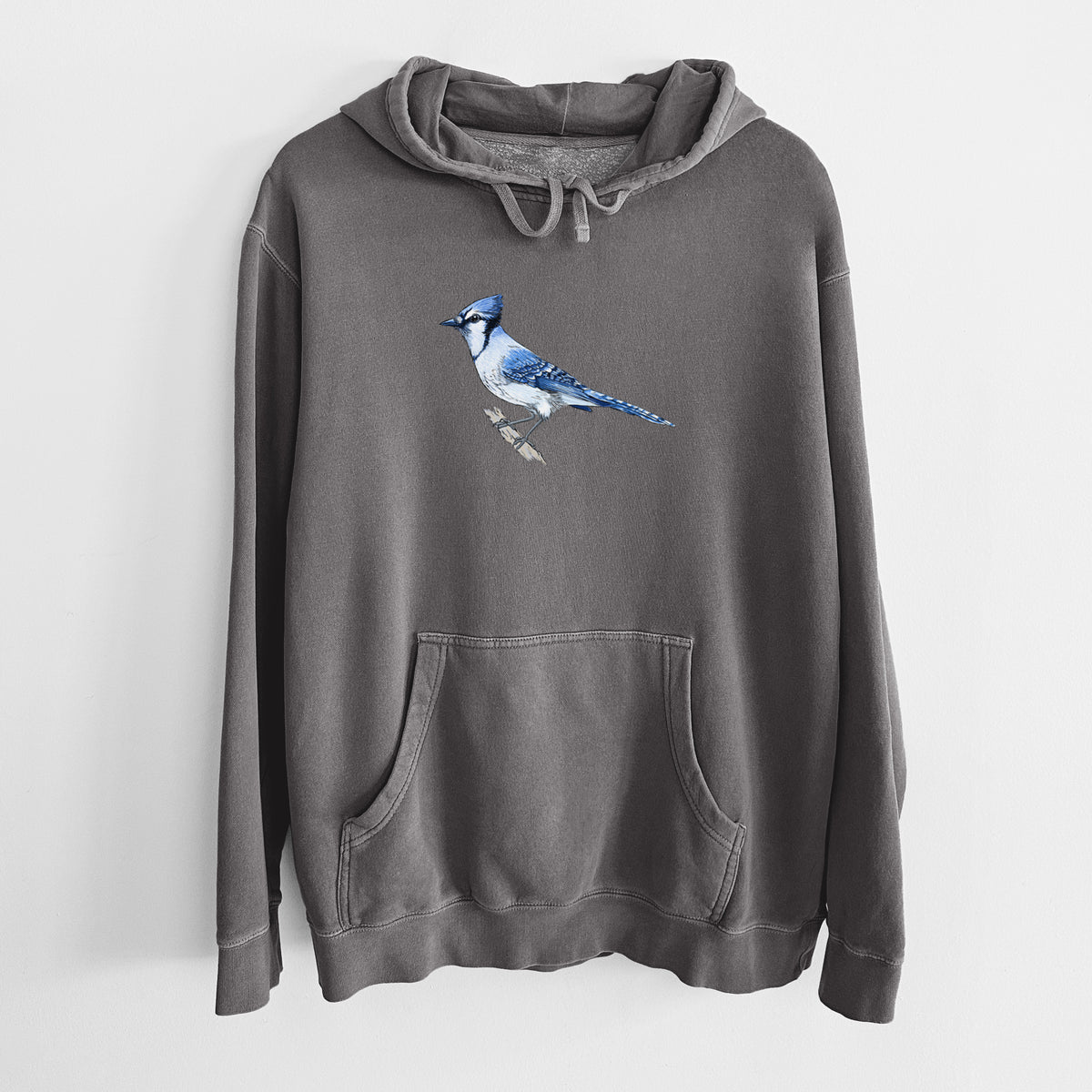 Vibrant Blue Jay - Cyanocitta cristata - Unisex Pigment Dyed Hoodie