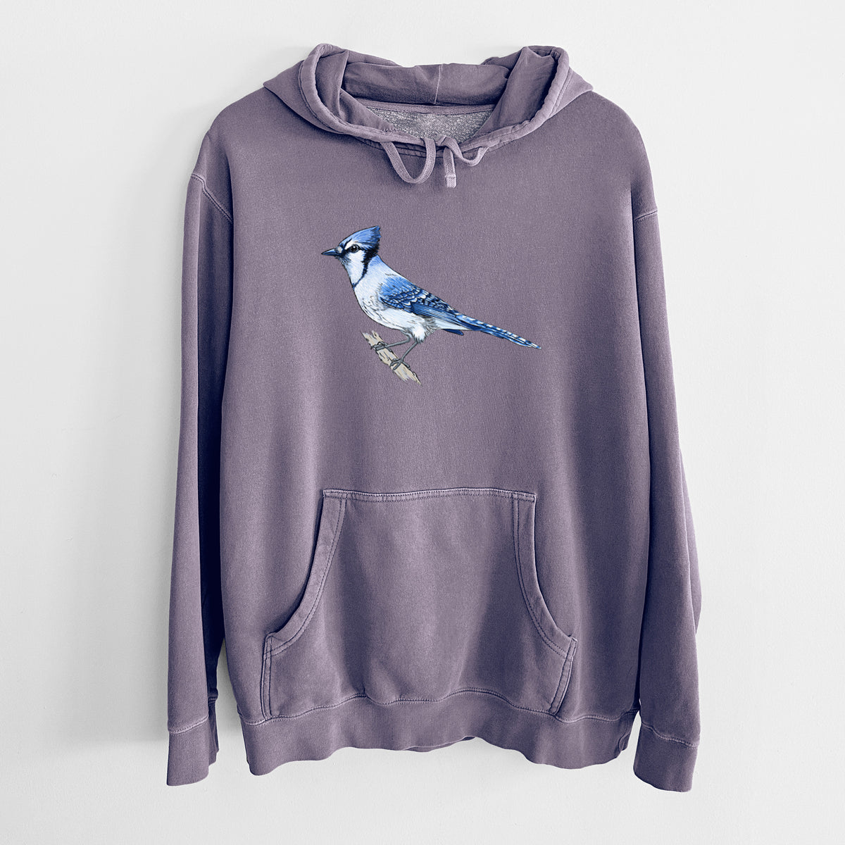 Vibrant Blue Jay - Cyanocitta cristata - Unisex Pigment Dyed Hoodie