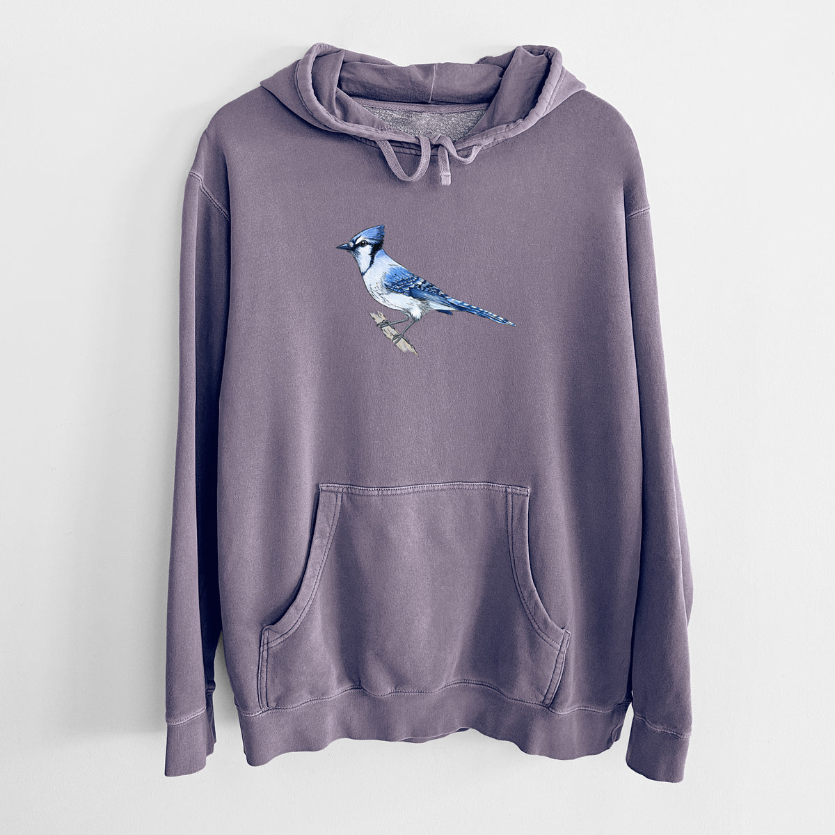 Vibrant Blue Jay - Cyanocitta cristata - Unisex Pigment Dyed Hoodie