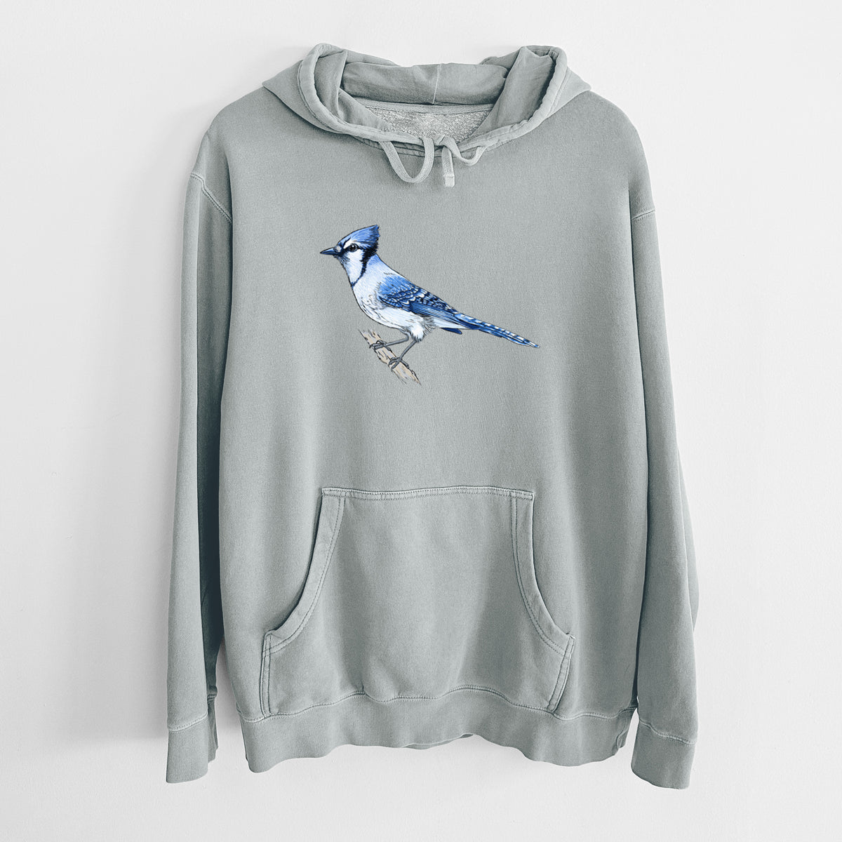 Vibrant Blue Jay - Cyanocitta cristata - Unisex Pigment Dyed Hoodie