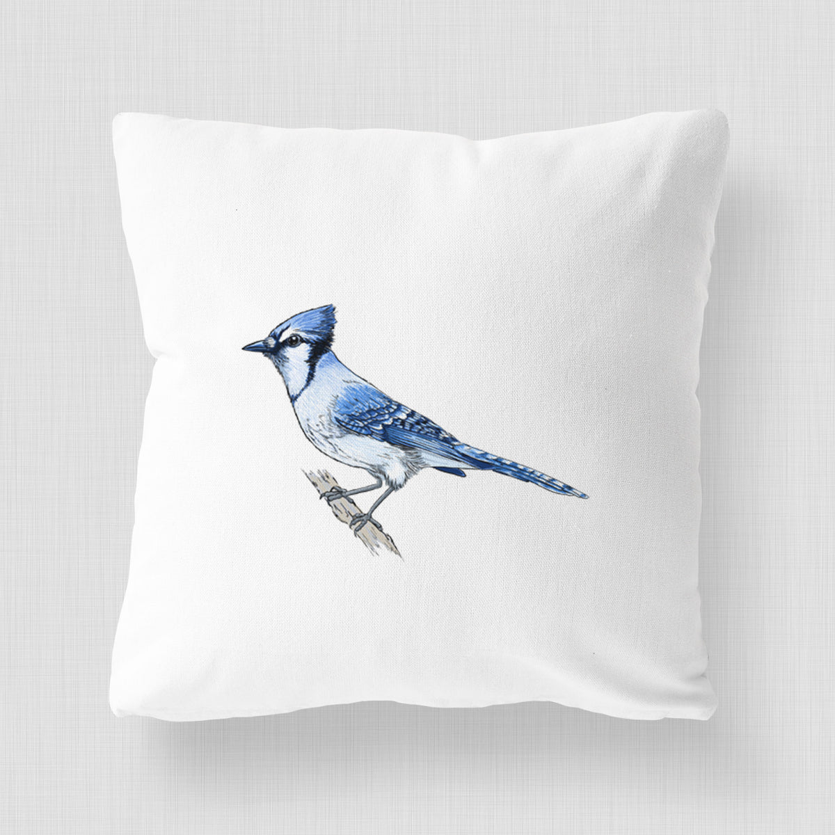Vibrant Blue Jay - Cyanocitta cristata - Throw Pillow Cover