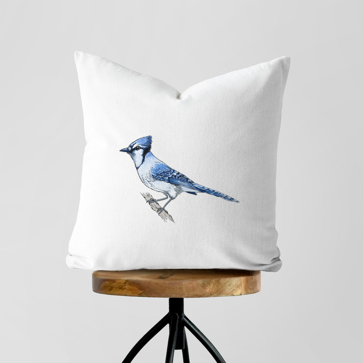 Vibrant Blue Jay - Cyanocitta cristata - Throw Pillow Cover
