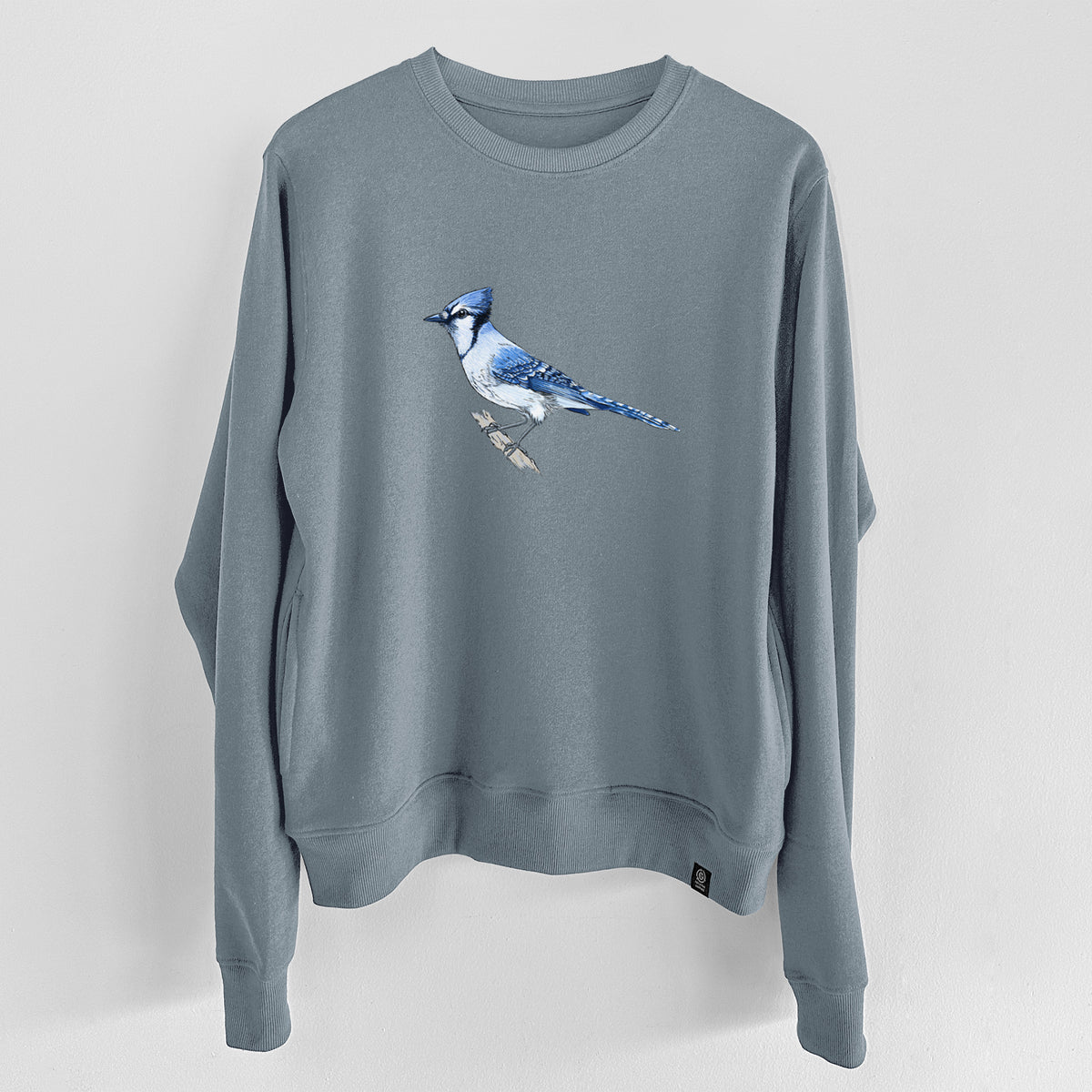 Vibrant Blue Jay - Cyanocitta cristata  - Unisex Reclaimed Crewneck Sweatshirt