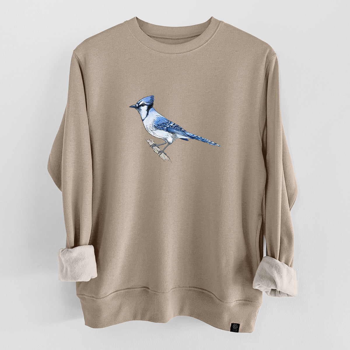 Vibrant Blue Jay - Cyanocitta cristata  - Unisex Reclaimed Crewneck Sweatshirt