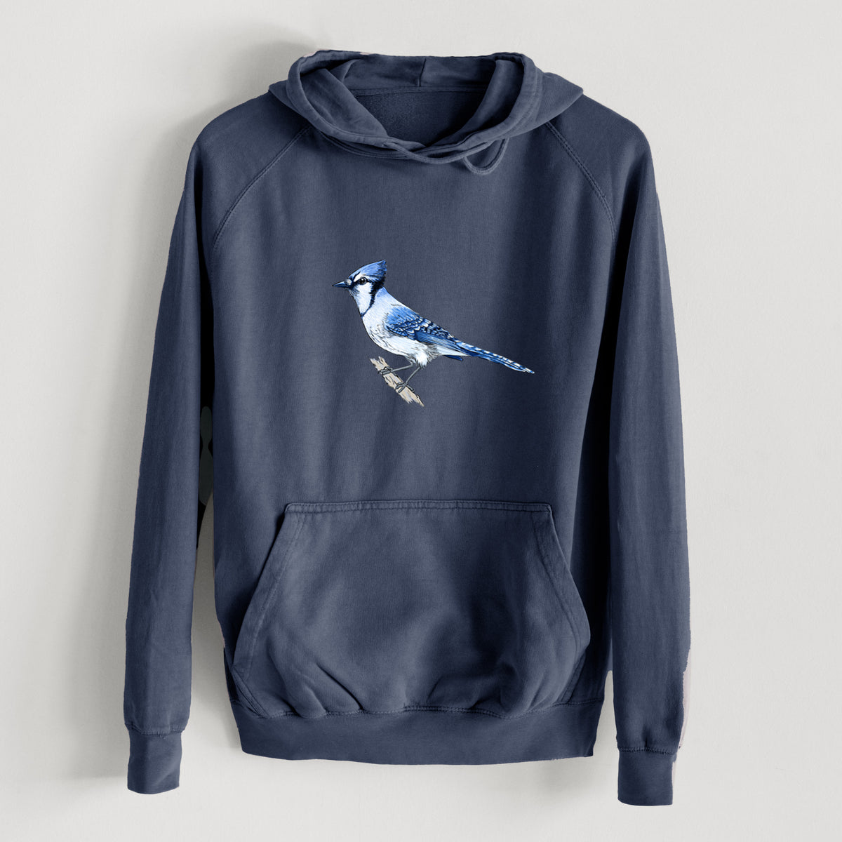 Vibrant Blue Jay - Cyanocitta cristata  - Mid-Weight Unisex Vintage 100% Cotton Hoodie