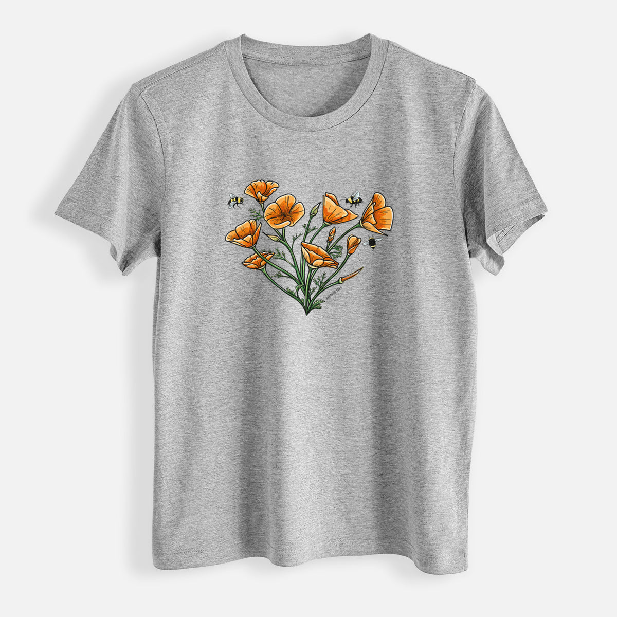 Color California Poppy Heart - Womens Everyday Maple Tee