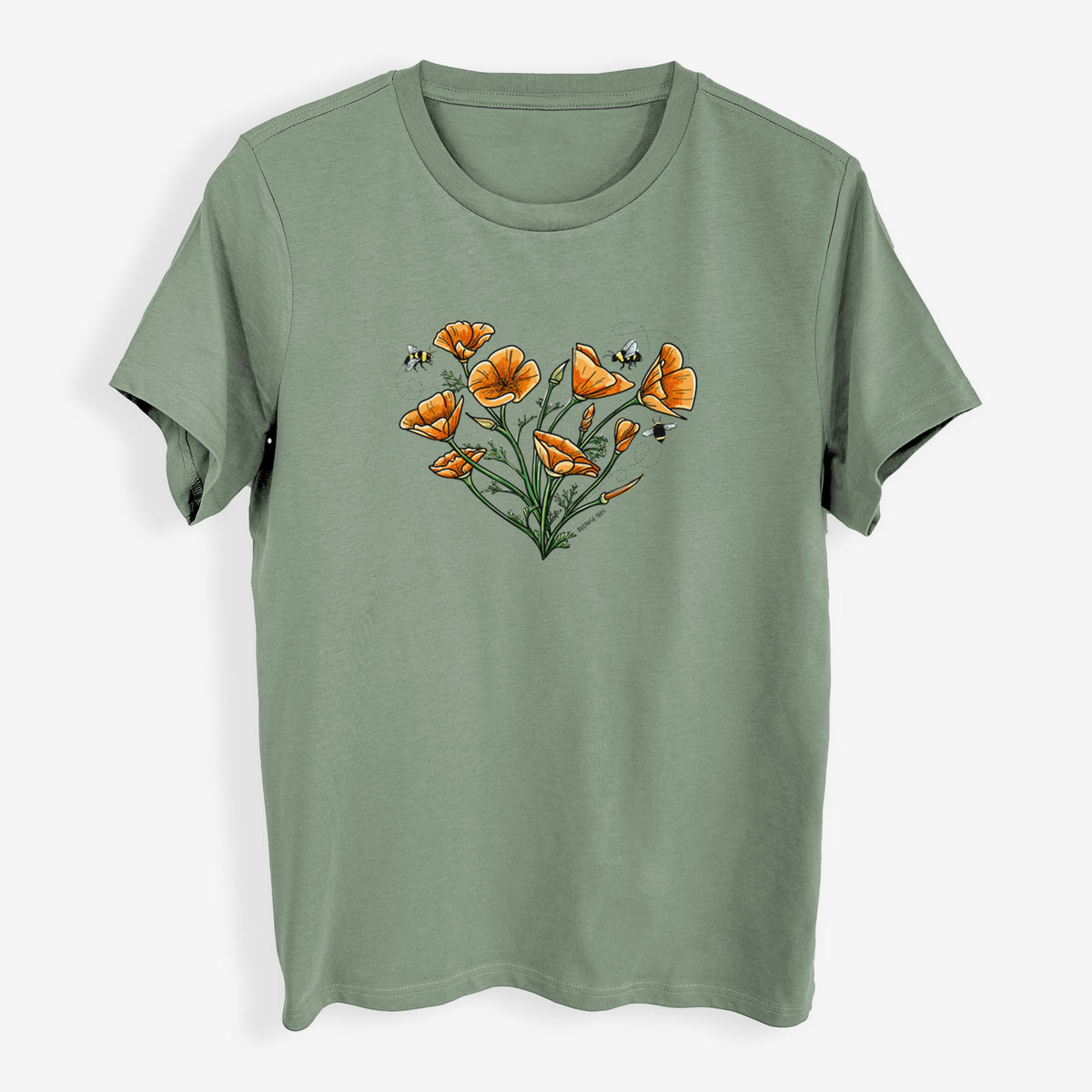 Color California Poppy Heart - Womens Everyday Maple Tee