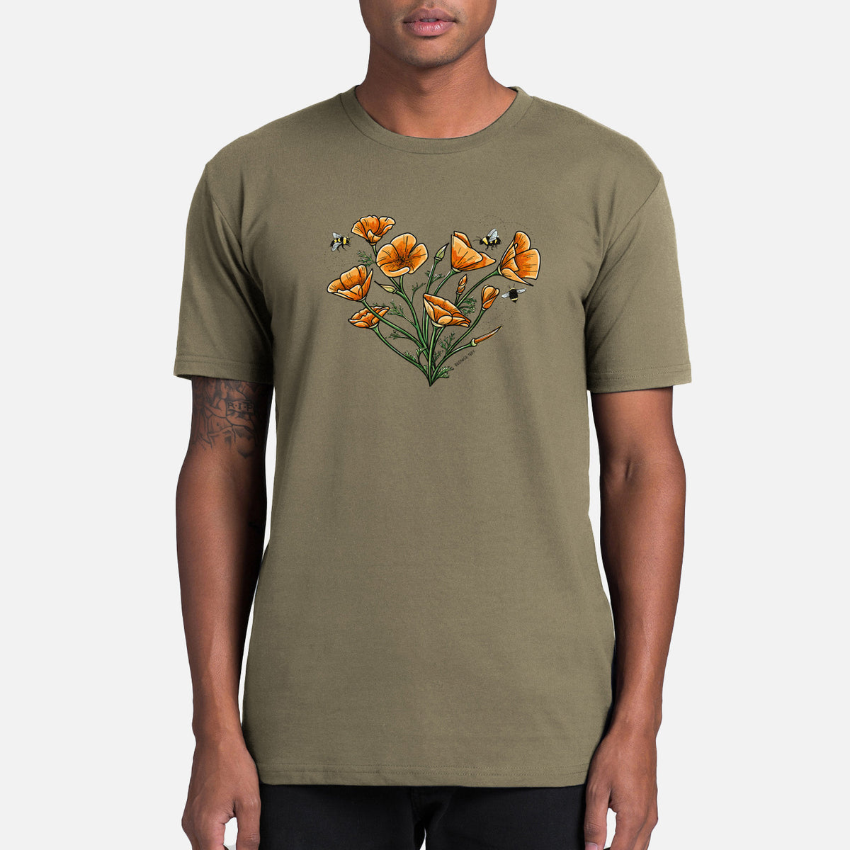 Color California Poppy Heart - Mens Everyday Staple Tee