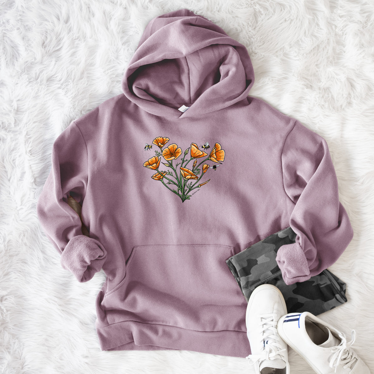 Color California Poppy Heart  - Bodega Midweight Hoodie