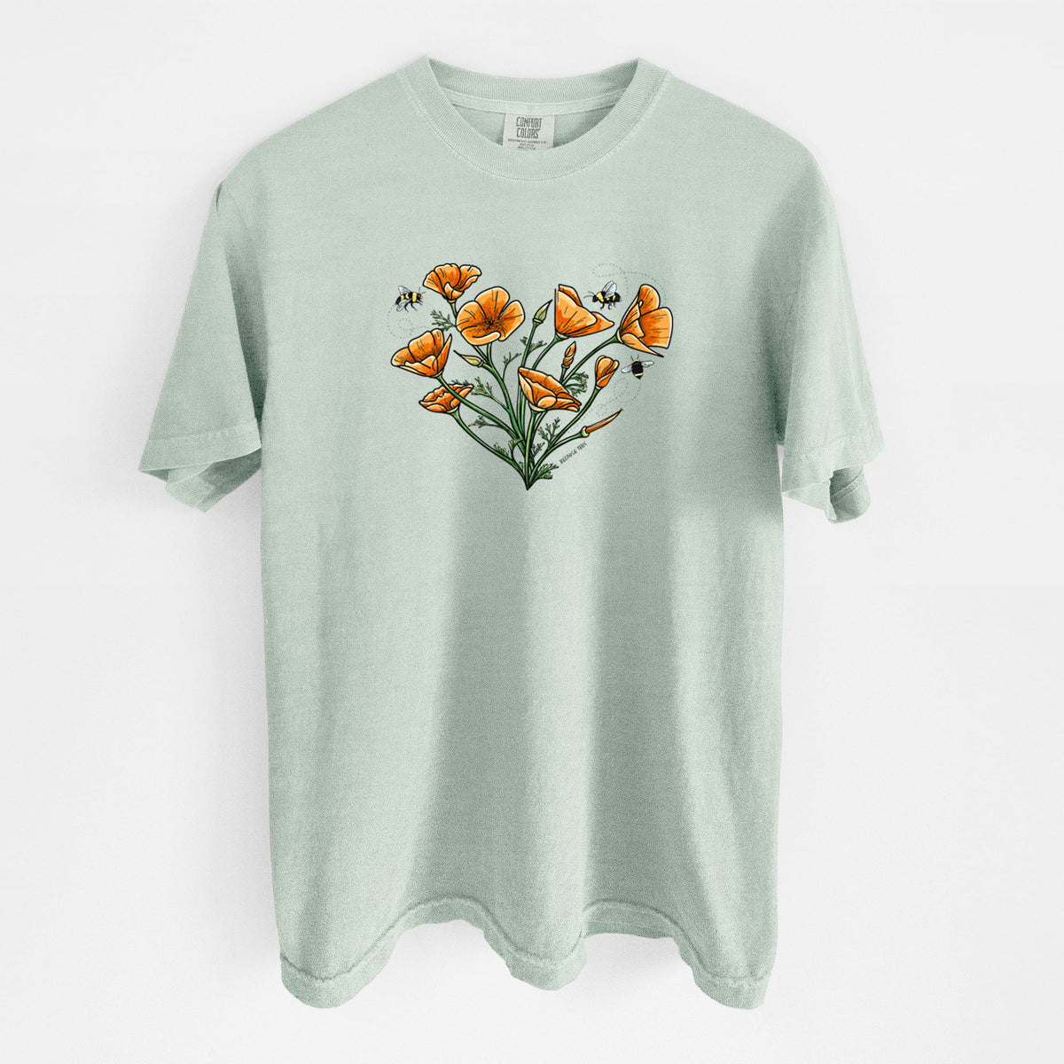 Color California Poppy Heart - Unisex Comfort Colors Garment-Dyed Heavyweight T-shirt