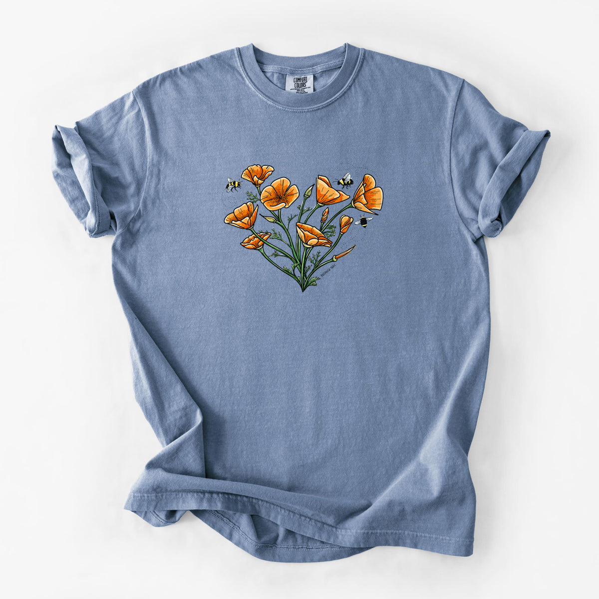 Color California Poppy Heart - Unisex Comfort Colors Garment-Dyed Heavyweight T-shirt
