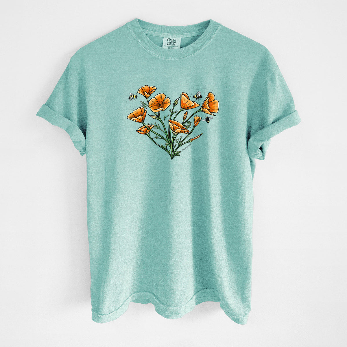 Color California Poppy Heart - Unisex Comfort Colors Garment-Dyed Heavyweight T-shirt