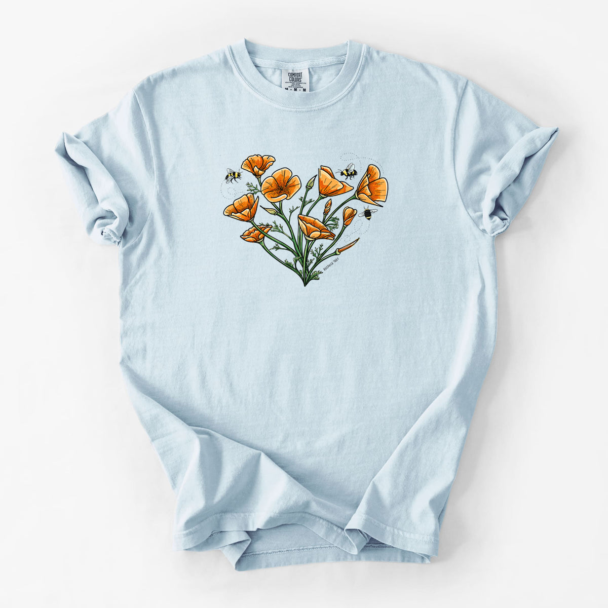 Color California Poppy Heart - Unisex Comfort Colors Garment-Dyed Heavyweight T-shirt