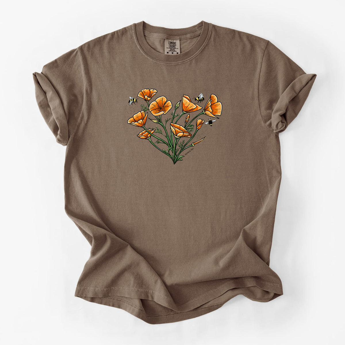 Color California Poppy Heart - Unisex Comfort Colors Garment-Dyed Heavyweight T-shirt