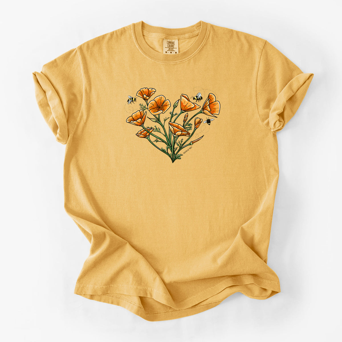 Color California Poppy Heart - Unisex Comfort Colors Garment-Dyed Heavyweight T-shirt