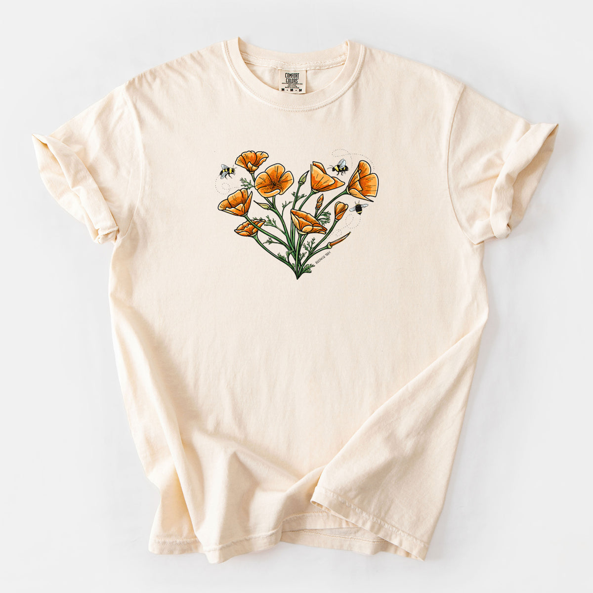 Color California Poppy Heart - Unisex Comfort Colors Garment-Dyed Heavyweight T-shirt