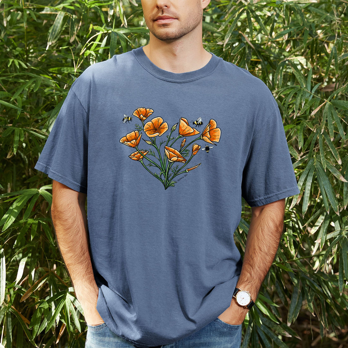 Color California Poppy Heart - Unisex Comfort Colors Garment-Dyed Heavyweight T-shirt