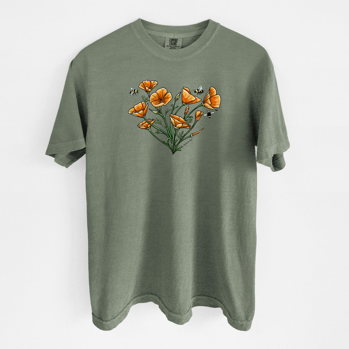 Color California Poppy Heart - Unisex Comfort Colors Garment-Dyed Heavyweight T-shirt