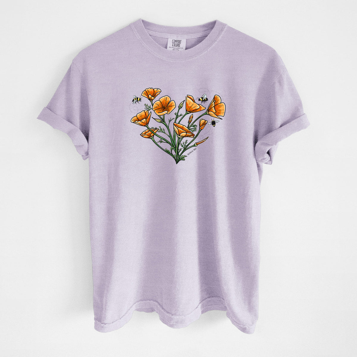 Color California Poppy Heart - Unisex Comfort Colors Garment-Dyed Heavyweight T-shirt