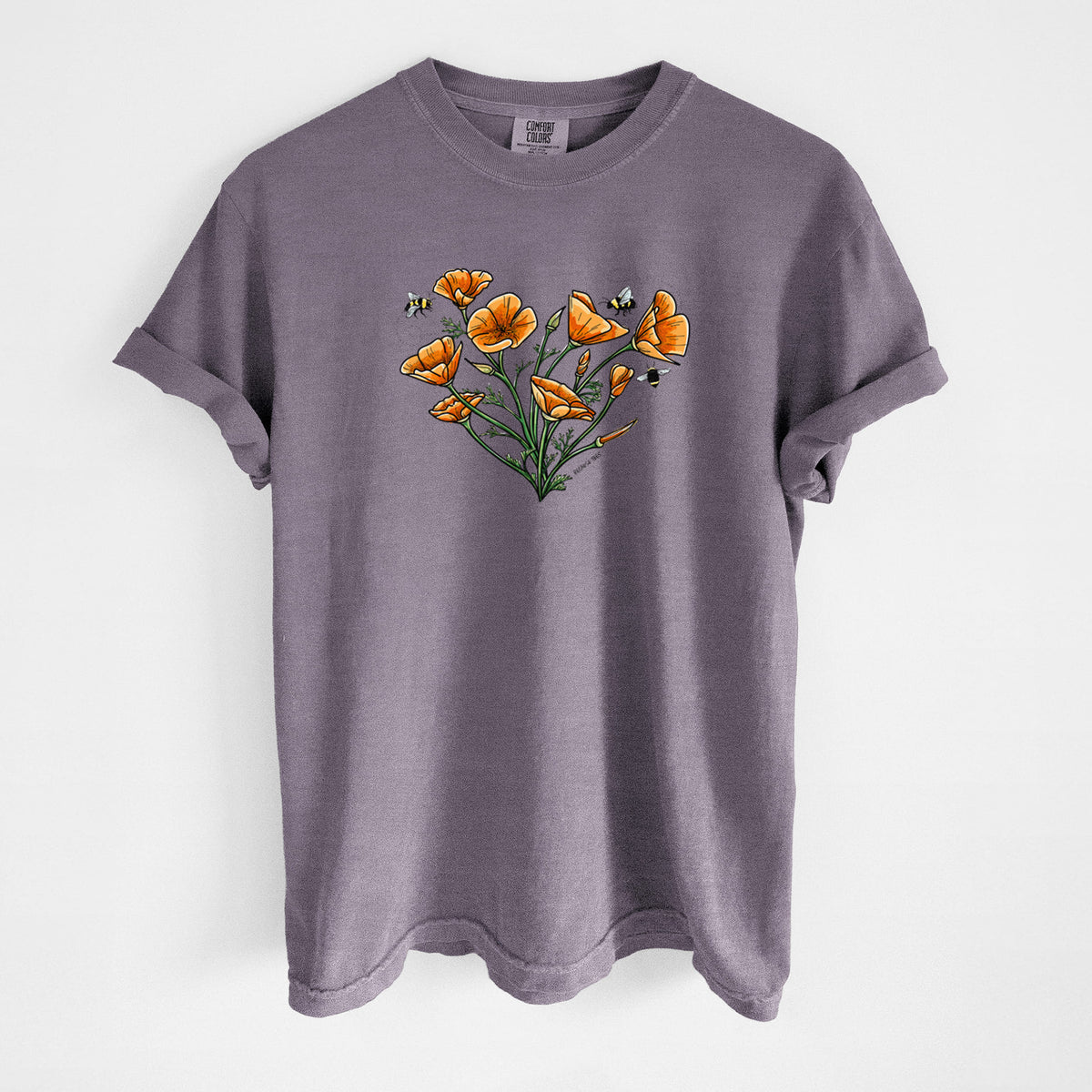 Color California Poppy Heart - Unisex Comfort Colors Garment-Dyed Heavyweight T-shirt