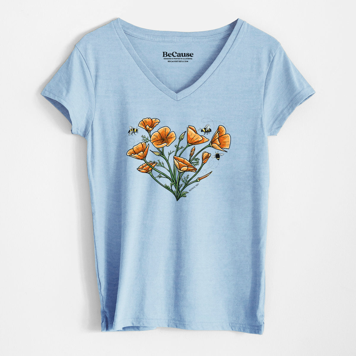 Color California Poppy Heart - Women&#39;s 100% Recycled V-neck