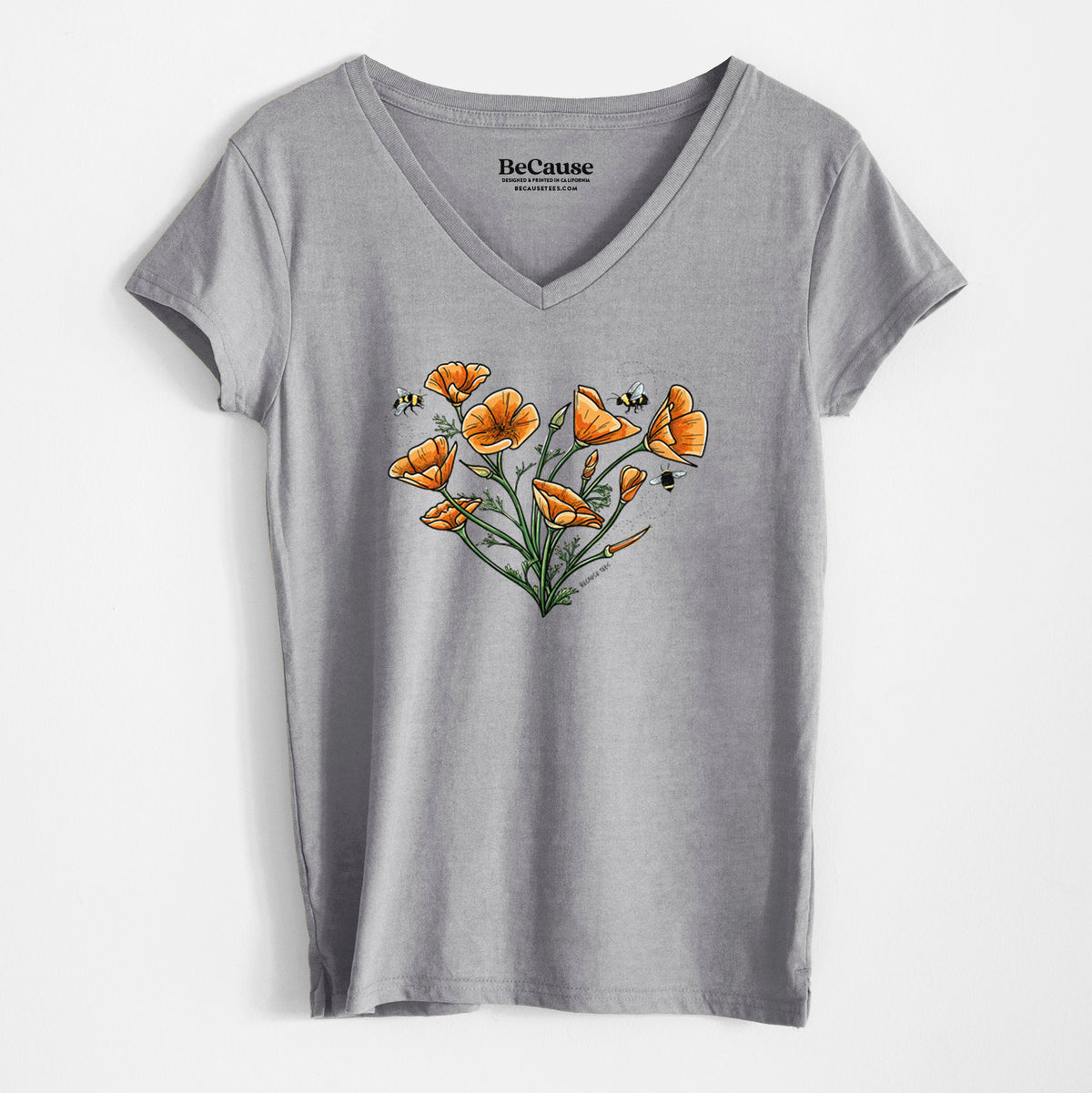 Color California Poppy Heart - Women&#39;s 100% Recycled V-neck